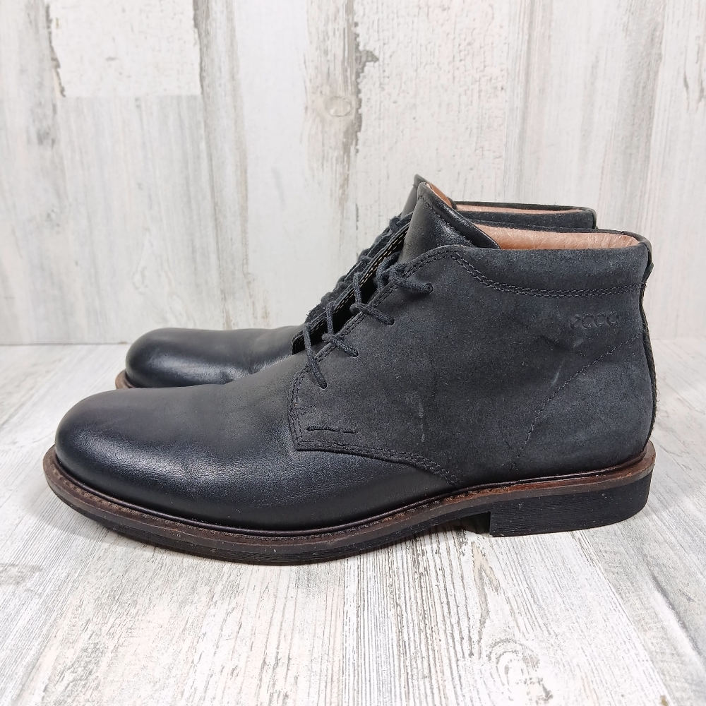 ECCO Black Leather Ankle Chukka Boots with Comfort Sole Men's Style #650